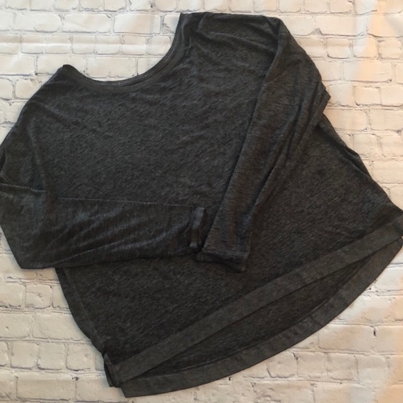 Athleta Tops - Athleta scoop neck long sleeve black gray top XL